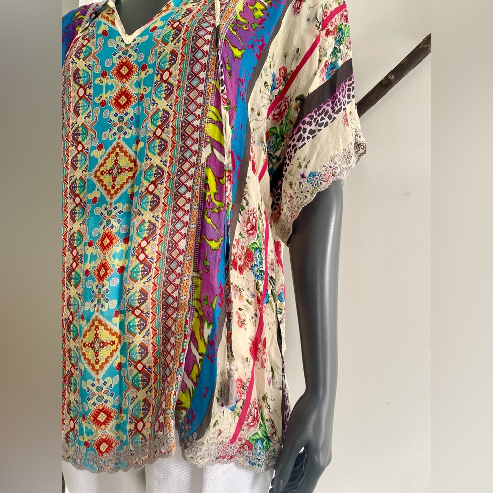 Johnny Was Multicolor Embroidered Top